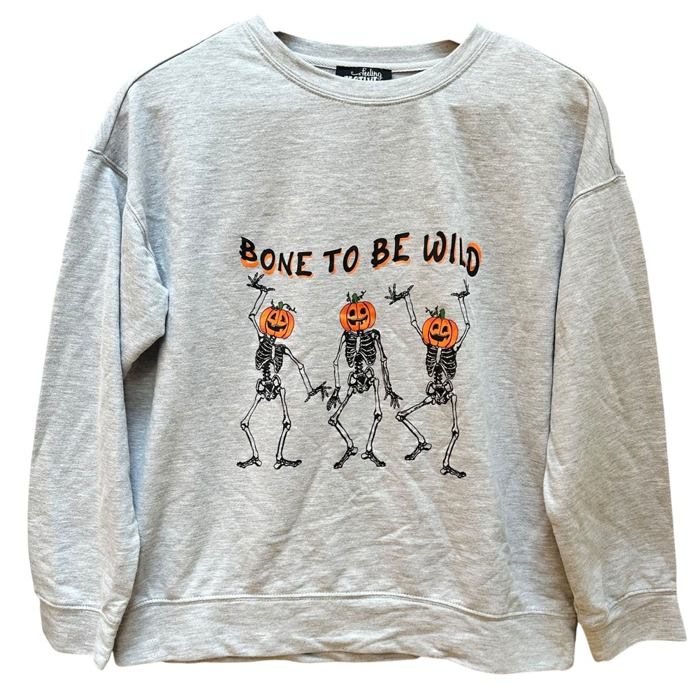 Halloween Sweatshirt‎ Bone to Be Wild Fall Party Cozy Witchy Gothic Size M